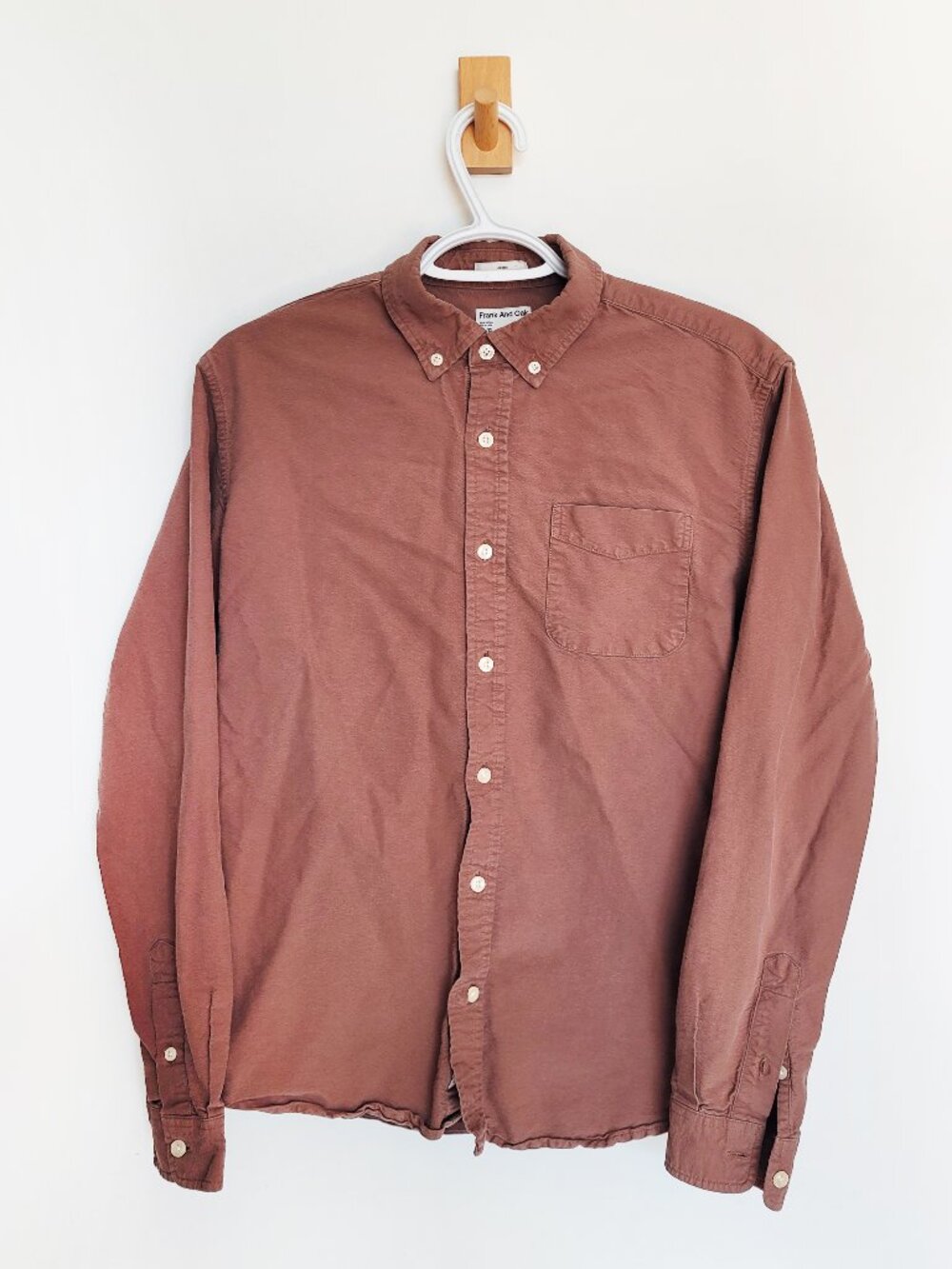 Frank & Oak Jasper Oxford 100% Organic Cotton Long Sleeve Button Shirt - Small
